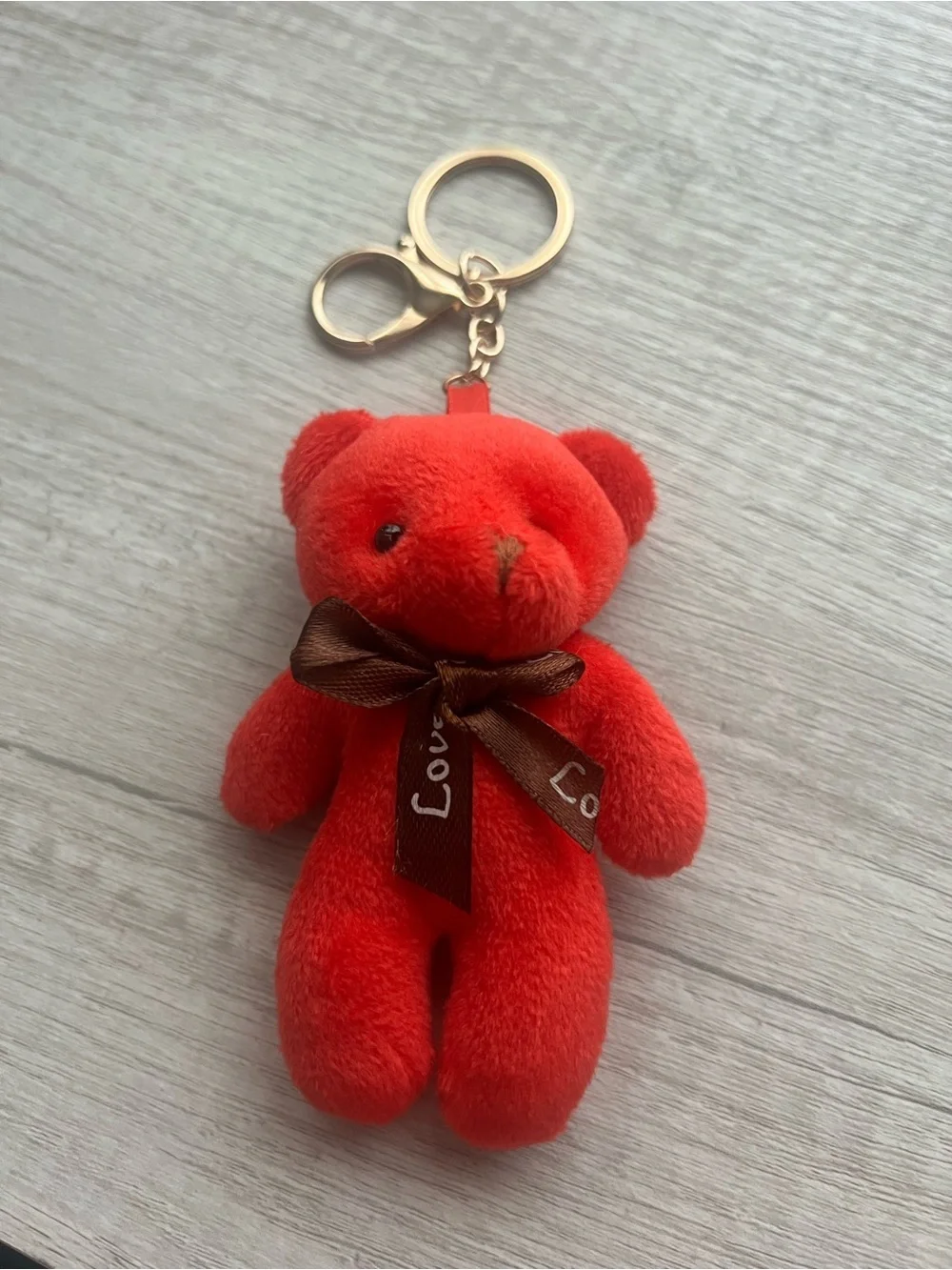 5/$25 Red Plush Bear Keychain with Ribbon